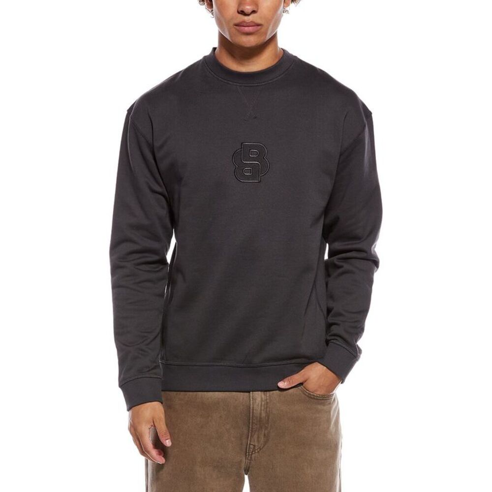 Hugo Boss Mens  Bb Patch Crewneck Sweatshirt, Grey